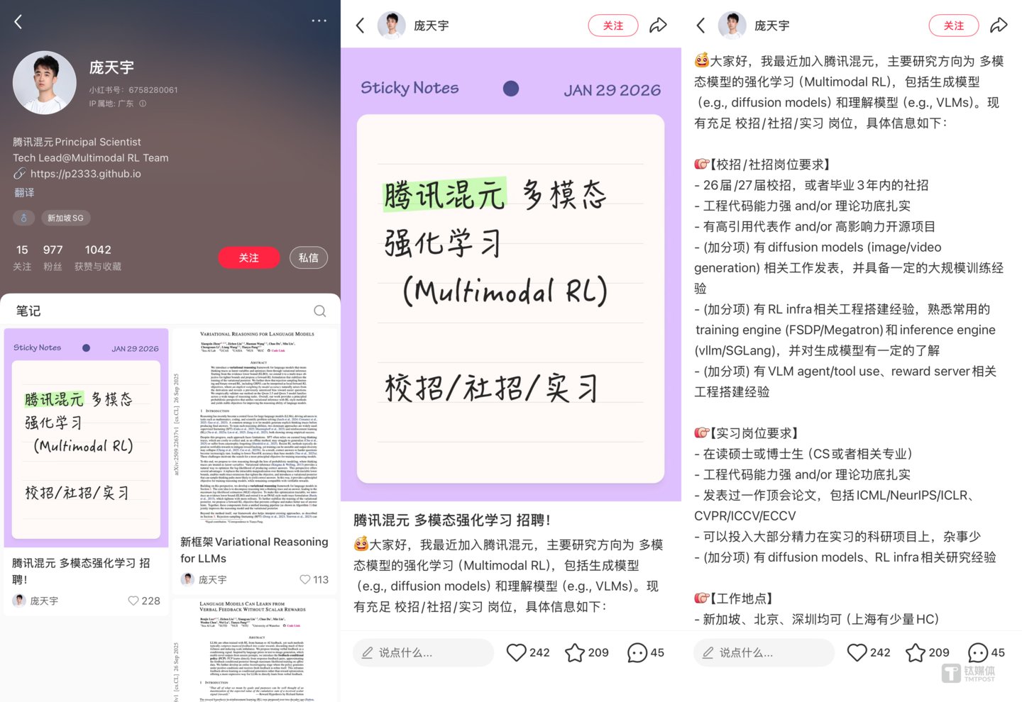 截图来自小红书账号@庞天宇